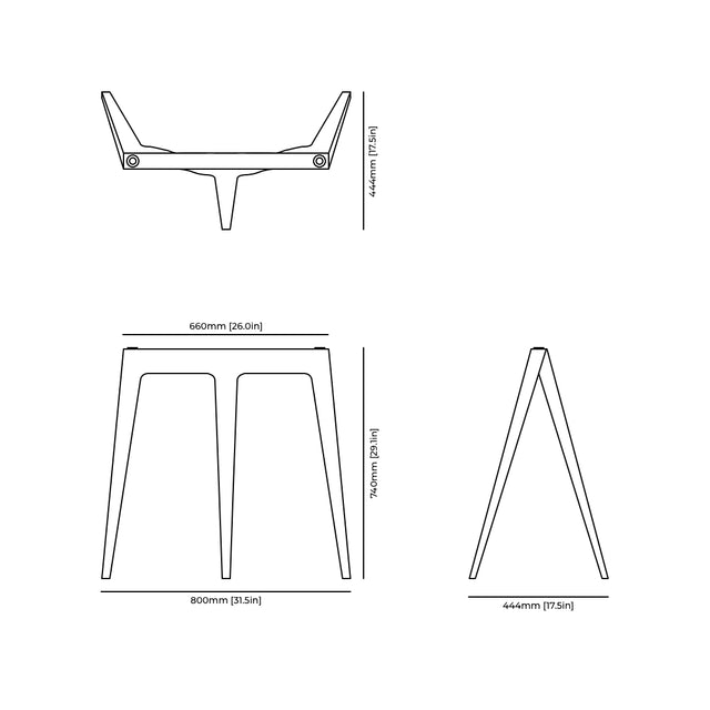 Flex Trestle Table Legs technical drawing and dimensions