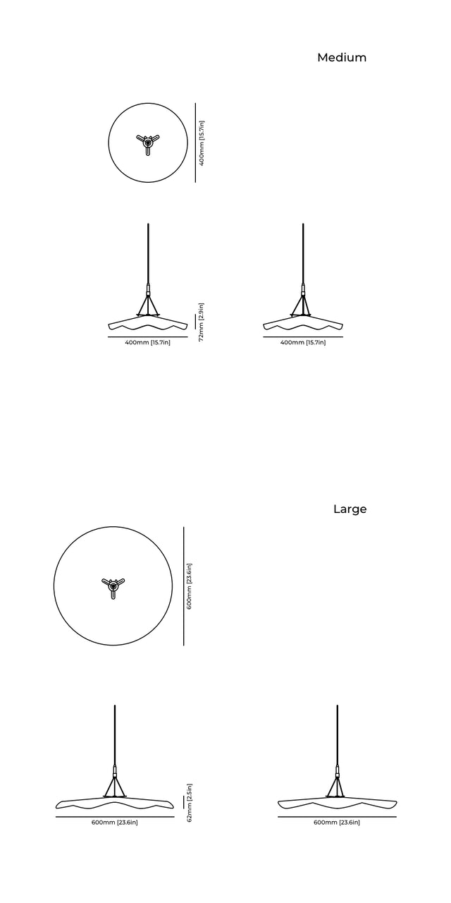 Flutter Acoustic Suspension Panels technical drawings and dimensions