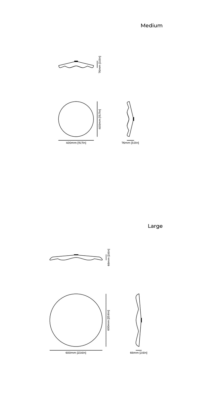 Flutter Acoustic Wall Panels technical drawings and dimensions