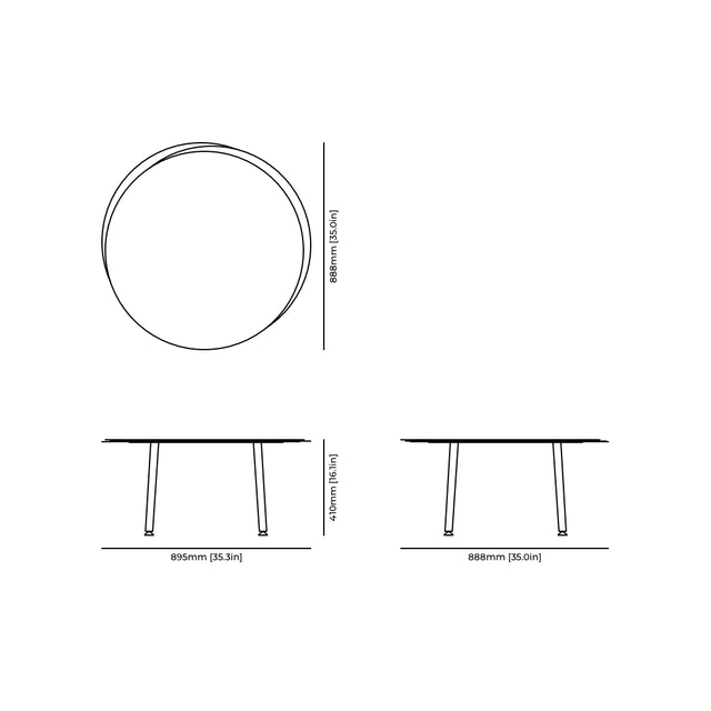 Stacked Coffee Table in Steel technical drawing and dimensions