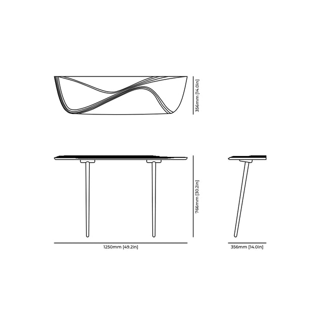 Terrace Console Table technical drawing and dimensions